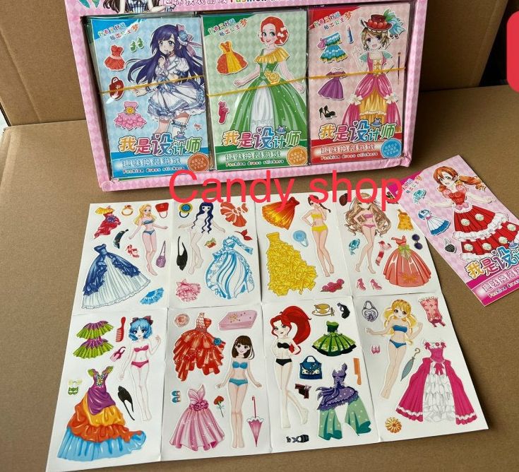 Bộ 8 tờ Sticker dán công chúa thay trang phục