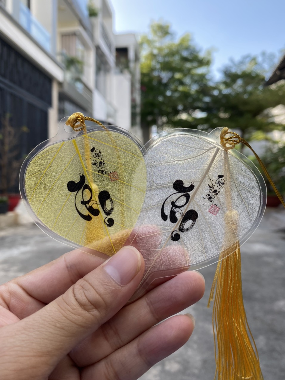 Lá bồ đề in chữ THỌ - TỰA THÁI SƠN