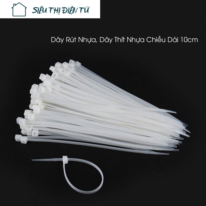 Combo 50 thread drawstring cord thít lat plastic white color length 10cm plastic material polymerized