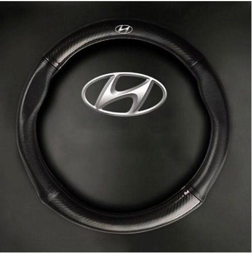 Bọc vô lăng da vân Carbon 4S cao cấp logo Huydai, bảo hành 12 tháng