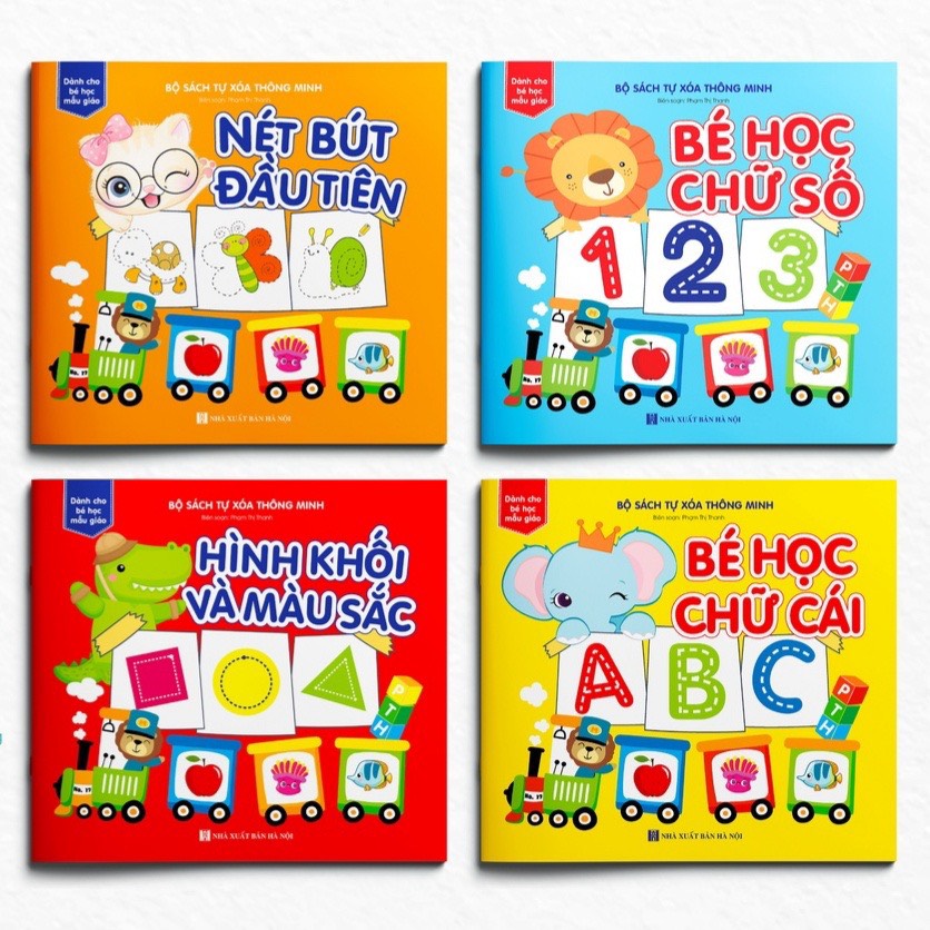 Bộ 4q vở Viết xóa được tặng kèm bút cho bé mẫu giáo từ 4-6 tuổi