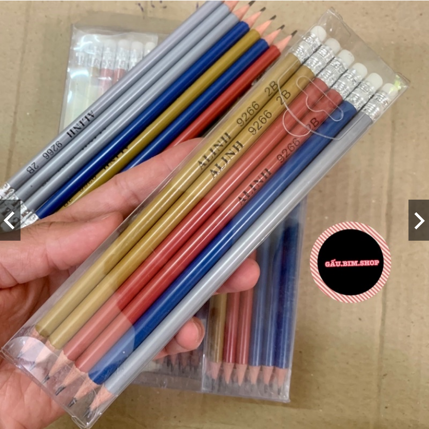 [Giá Sỉ] Búi chì gỗ 2B Alinh (Hộp mica 12 chiếc)