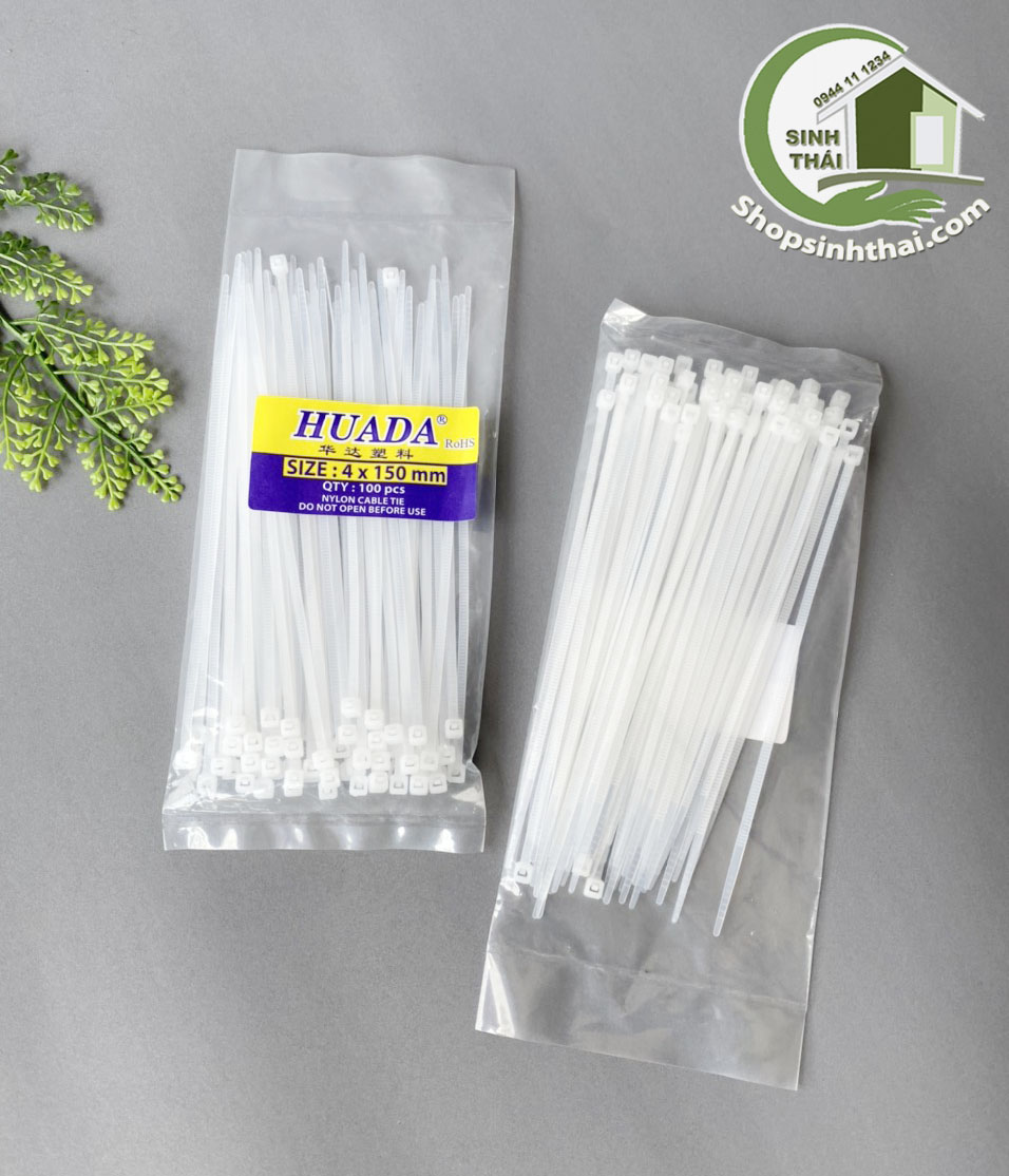 Dây rút nhựa dài 15cm, dây thít màu trắng cột dây điện, cột lan, bịch 100 cái dây gút