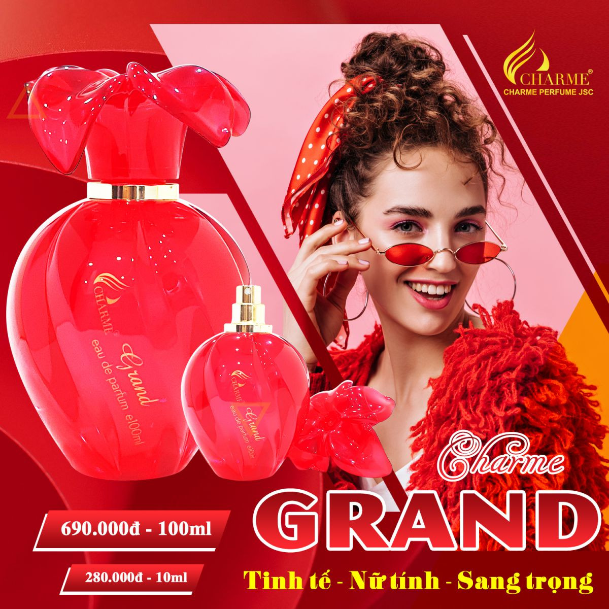 Nước hoa nữ Charme Grand 100ml, 10ml, Quyến rũ, nổi bật, Gợi cảm, Nước hoa nữ, Nước hoa chính hãng, Dầu thơm nam nữ, Dầu thơm nữ, Nước hoa nam, Làm đẹp, Nước hoa