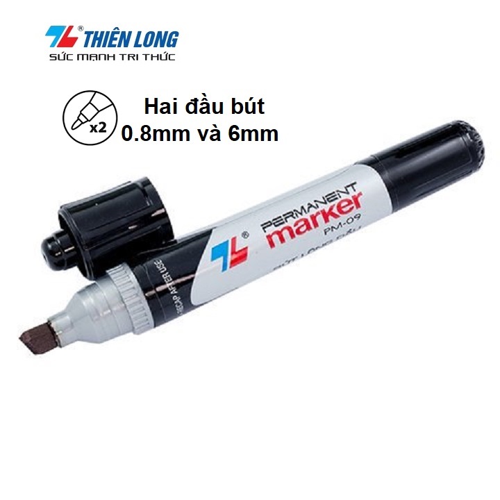 Hộp 10 cây bút lông dầu lớn ghi thùng không xoá được Thiên Long PM-09