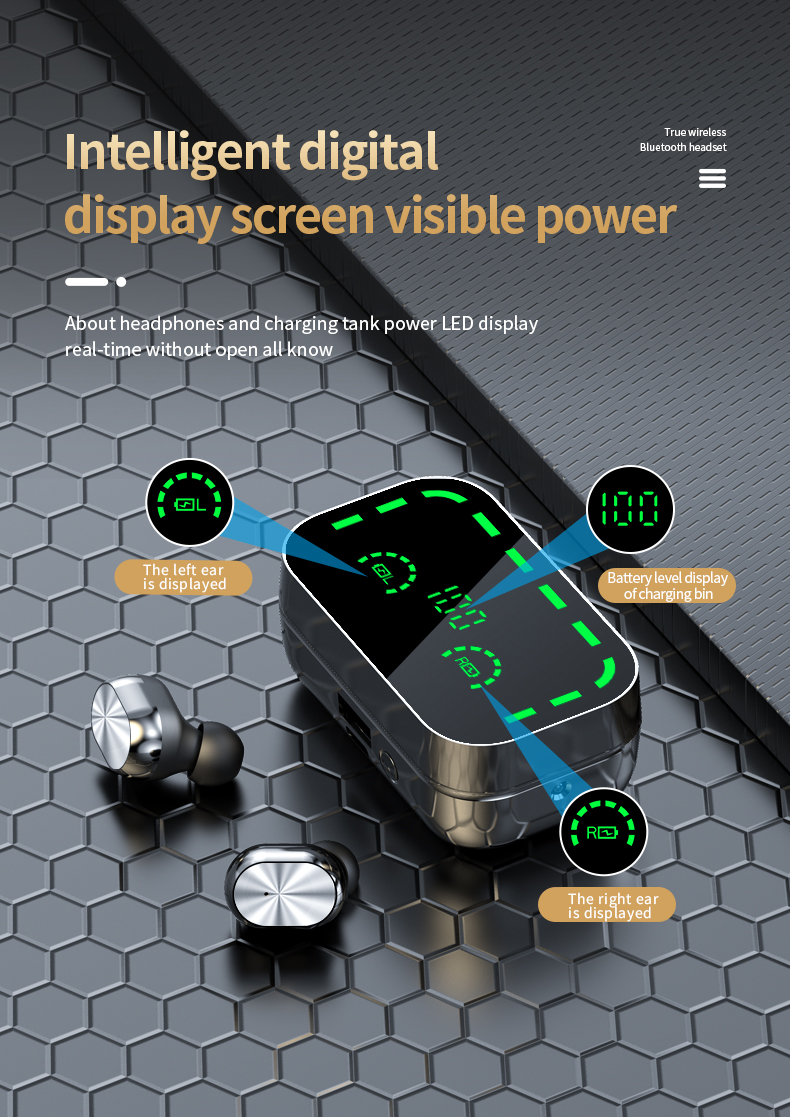 YD05 new mirror black technology digital display 5.3 chip mini noise reduction wireless Bluetooth headset