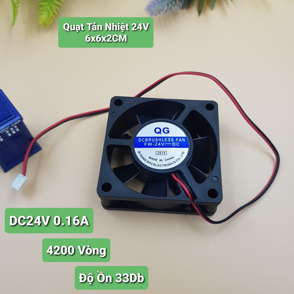 Quạt tản nhiệt 24v 6x6x2cm vuông qg6020-24v