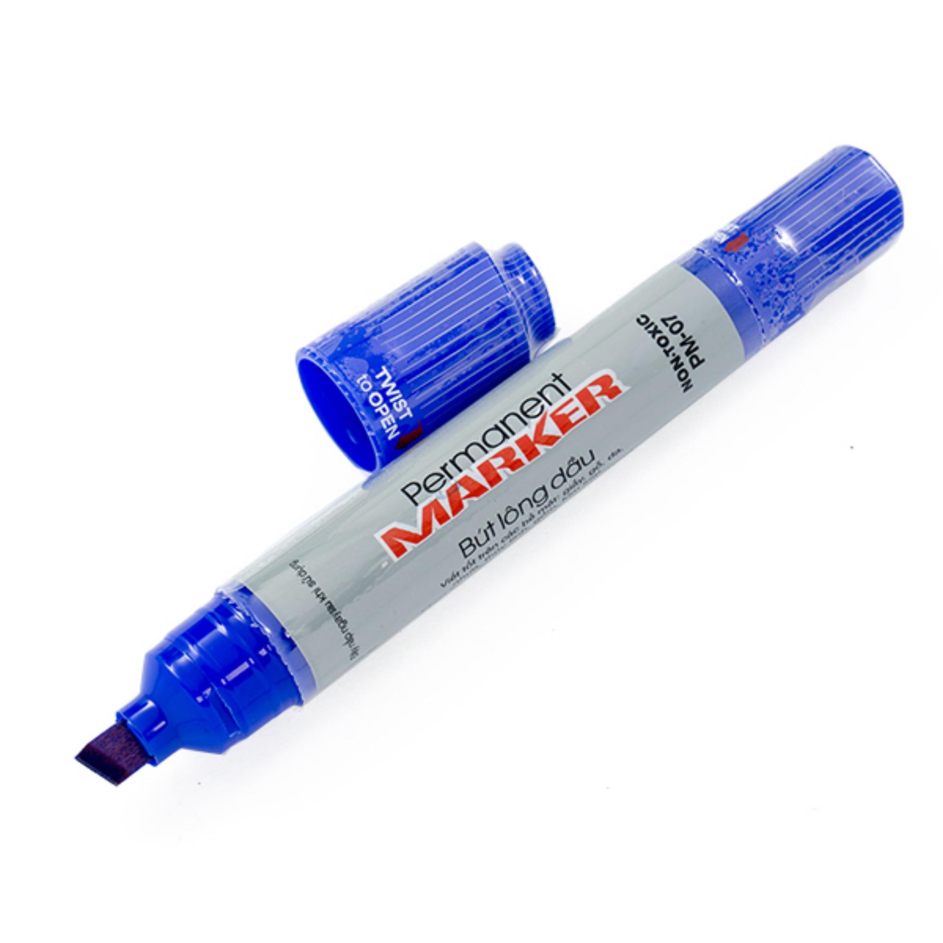 Combo 10 Bút lông dầu Thiên Long PM-07 2 đầu bút kích thước 0.8 mm và 6mm, 3 màu mực xanh/đỏ/đen, bám dính tốt trên nhiều bề mặt