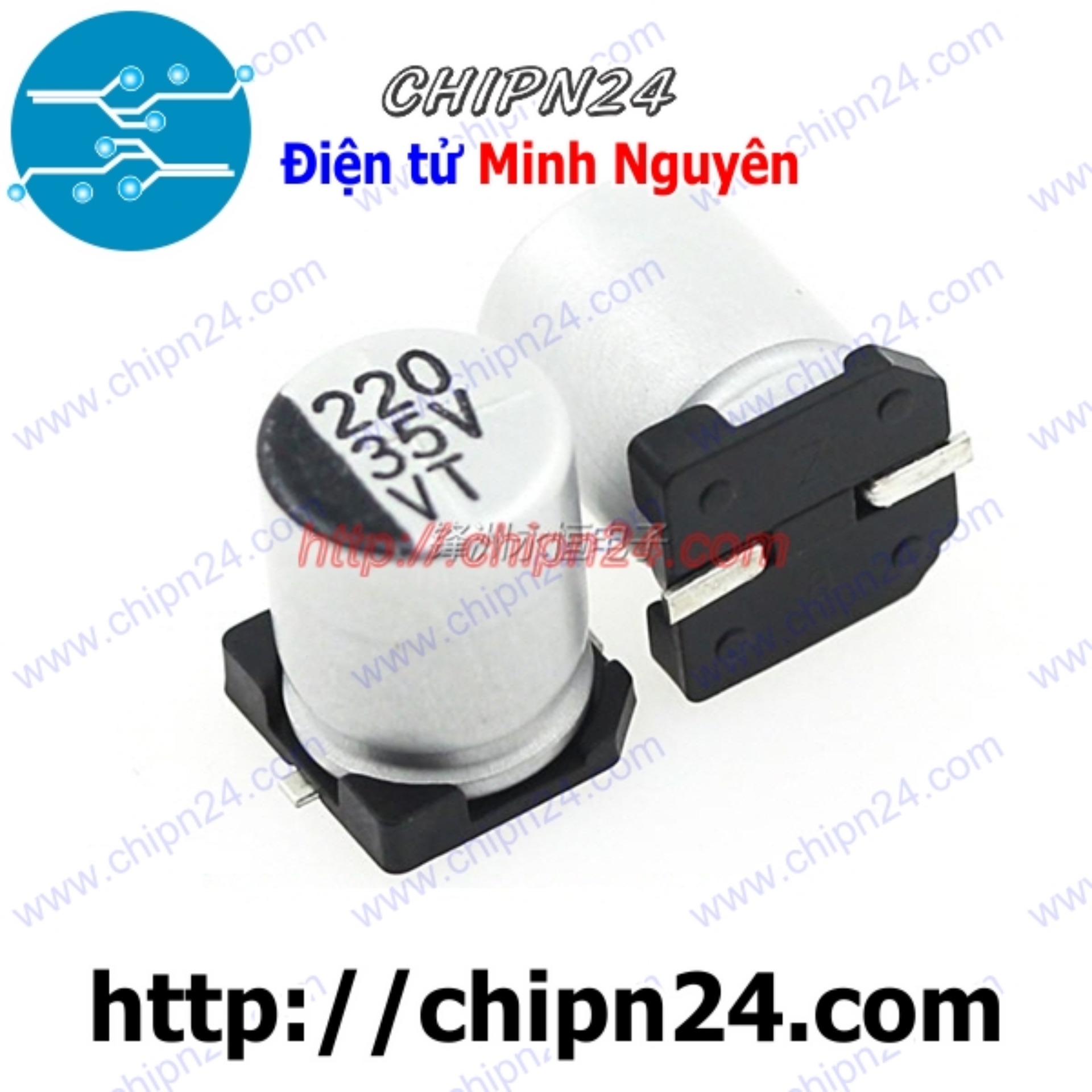 Tụ nhôm 220uf 35v 8x10mm