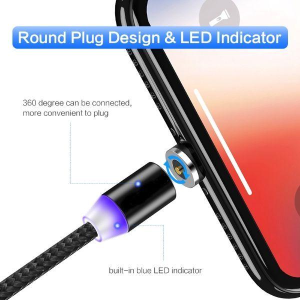[GIÁ SỐC] Cáp sạc nam châm 1M và 3 đầu nam châm Micro TypeC IPhone