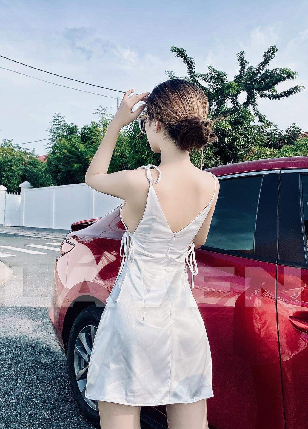 [HCM]Đầm 2 dây cột nơ hở eo quyến rũ