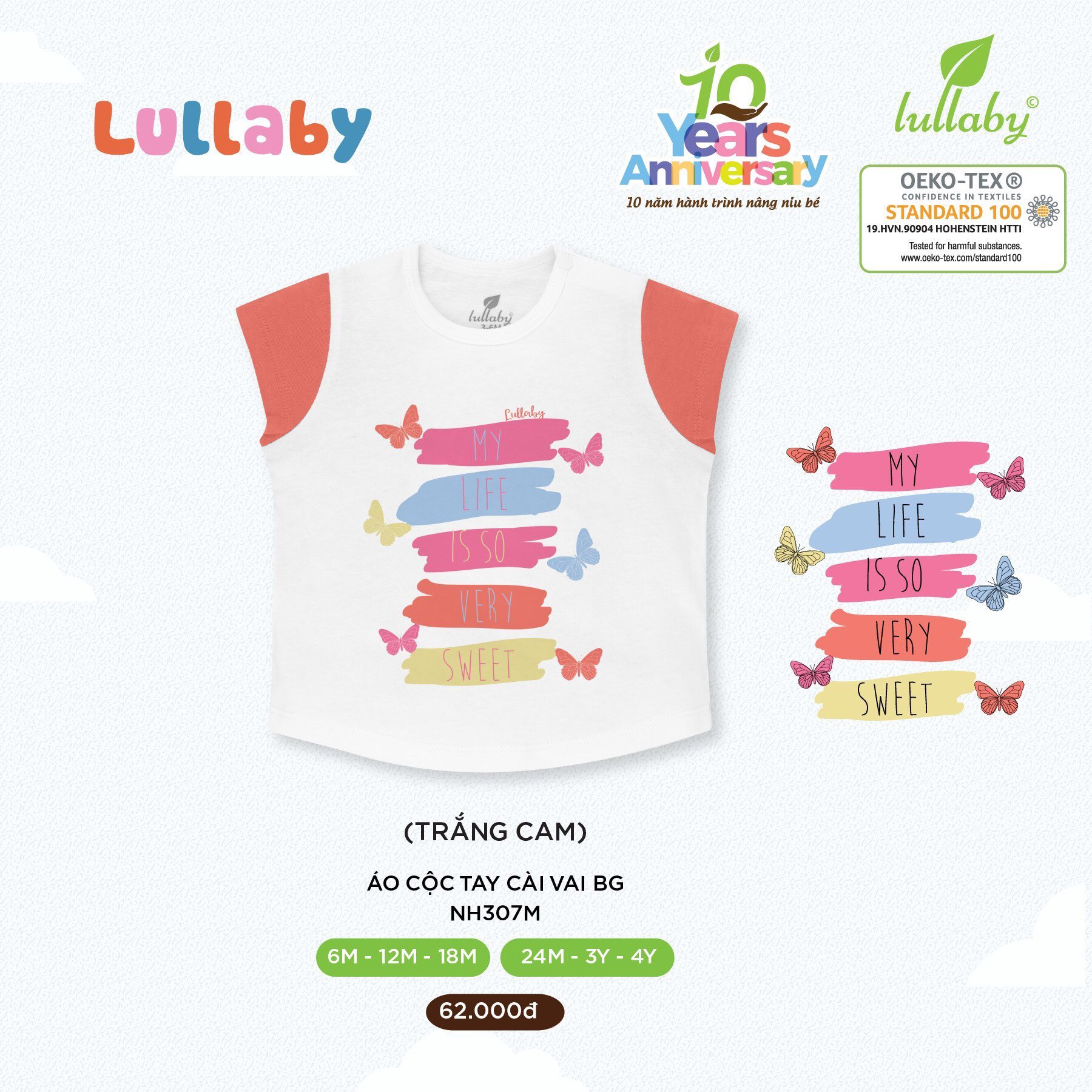 Bộ cộc tay cotton Lullaby bé gái 2022
