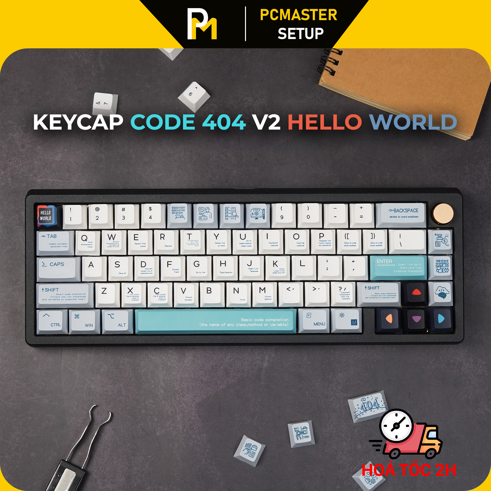 Keycap pbt Code 404 nhựa PBT dày 1.4mm chiều cao cherry profile Fullbox