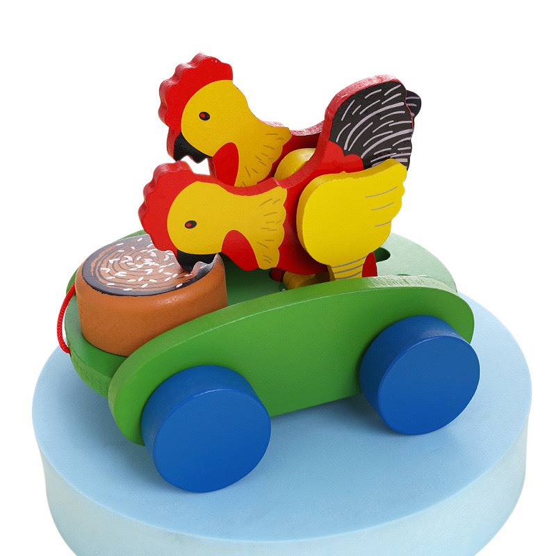 Xe kéo hình thú - chú gấu đánh trống - đồ chơi gỗ Smart Baby
