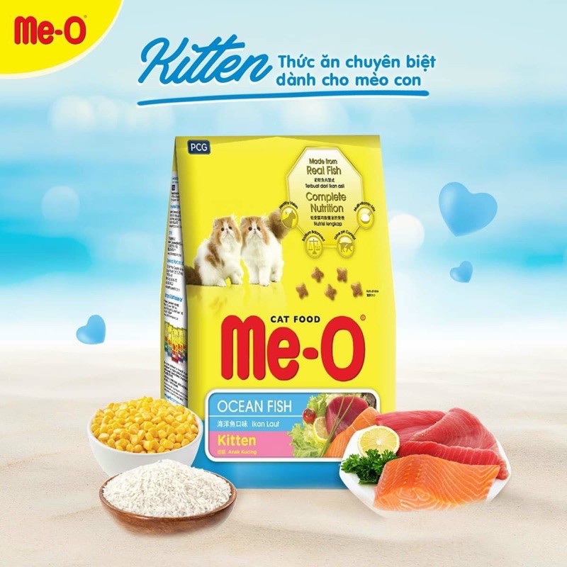 Hạt cho mèo me-o kitten vị cá biển túi 1,1kg - hạt me-o cho mèo con