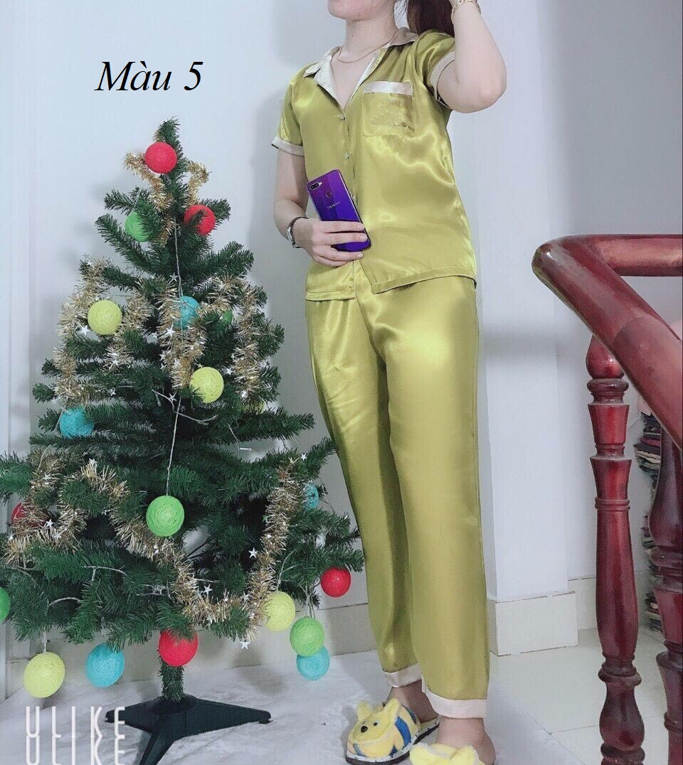 [HCM]Đồ Bộ Pijama Phi Lụa Phối Quần dài Cao Cấp - Dưới 65kg- 018