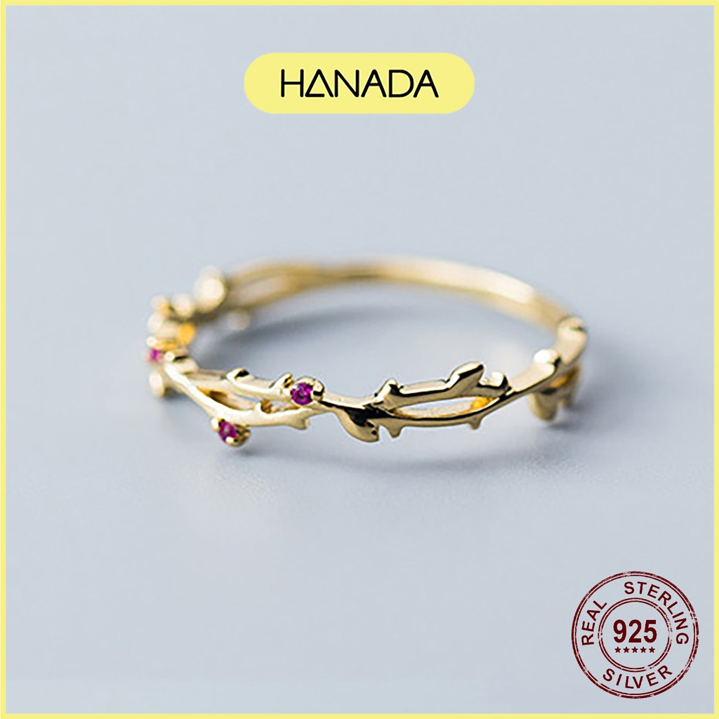 [HCM] Nhẫn Bạc 925 Hanada Hoa Hồng 0062