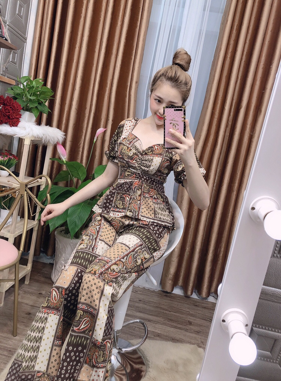 Sét bộ lụa thổ cẩm tay búp-MTB