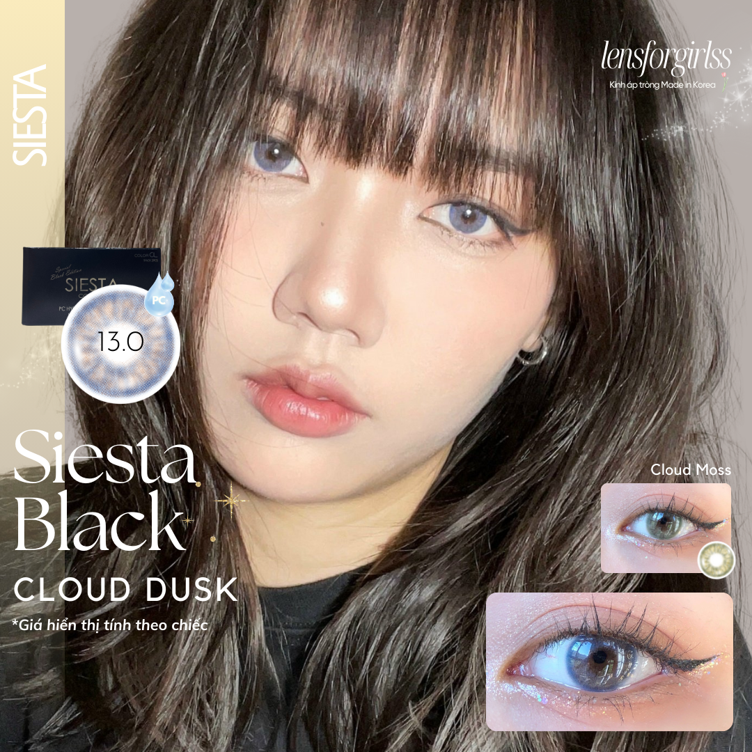 [Mã LazXuHuong02 - giảm 25k đơn từ 199k] Lens cận | Kính Áp Tròng xanh coban CLOUD DUSK dành cho mắt nhạy cảm - Pc Hydrogel | HSD 6 tháng | LENSFORGIRLSS
