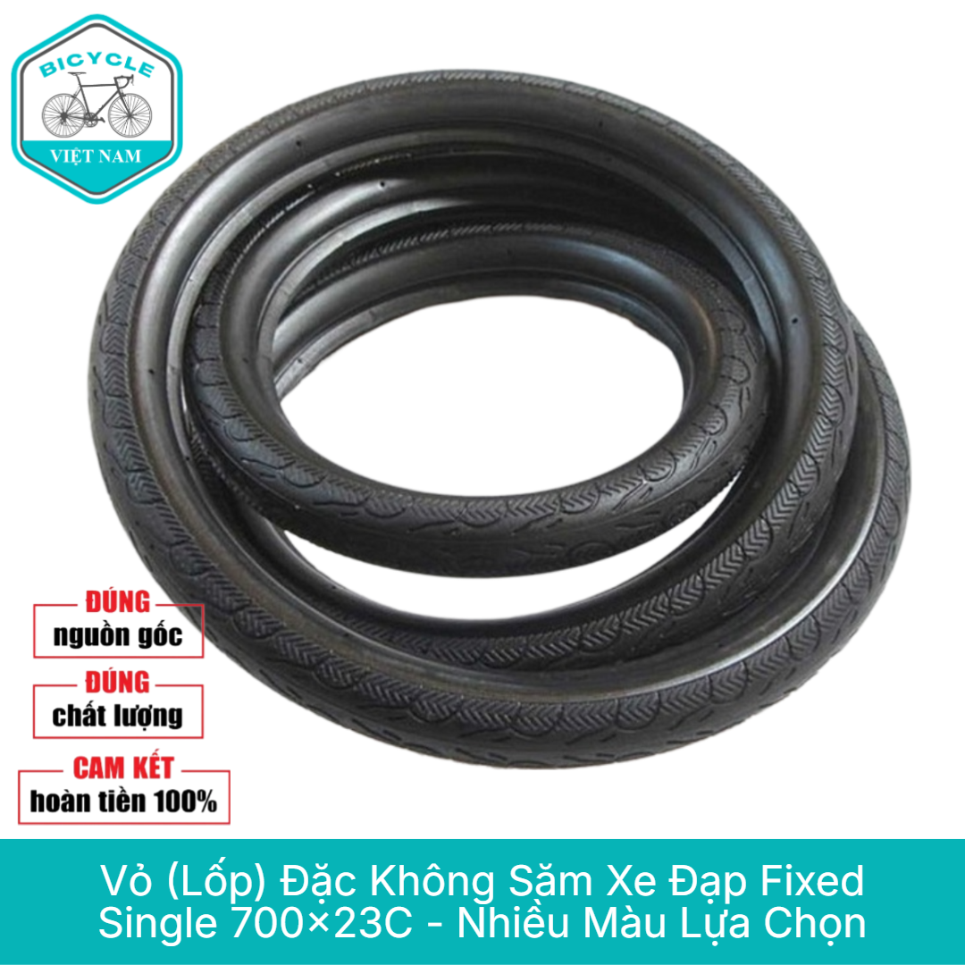 Vỏ Lốp Đặc Không Săm Xe Đạp Fixed Gear / Single Speed 700x23C – Nhiều Màu, Bền Bỉ, Không Lo Thủng