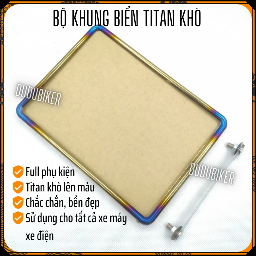 Khung biển số titan khò lên màu gắn xe máy, khung bảng số xe máy, full bộ bao gồm ốp biển số xe máy titan 7 màu mica và pát gắn