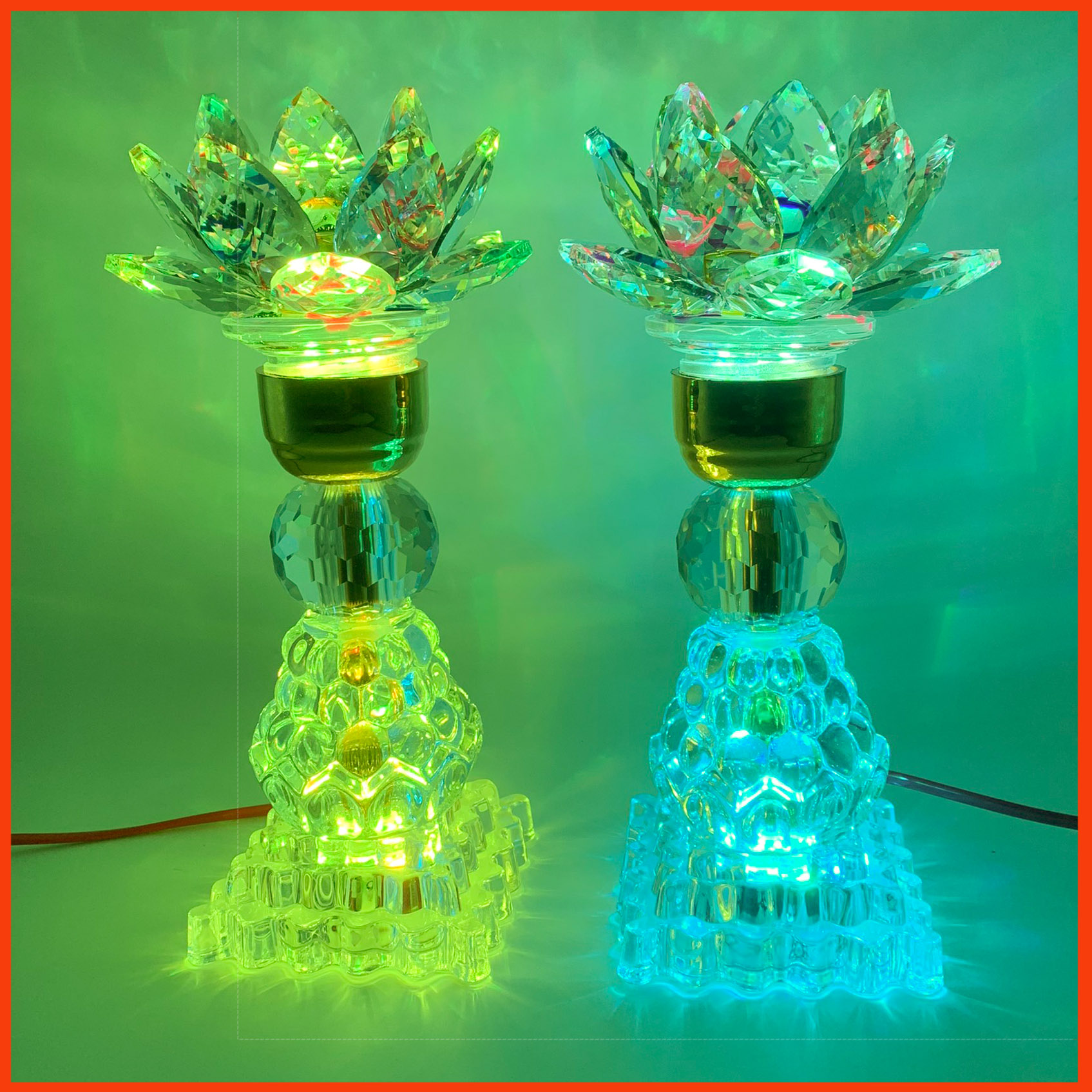 Đèn pha lê cao cấp nguyên khối dùng thờ, trang tí tủ thờ, thờ quan âm