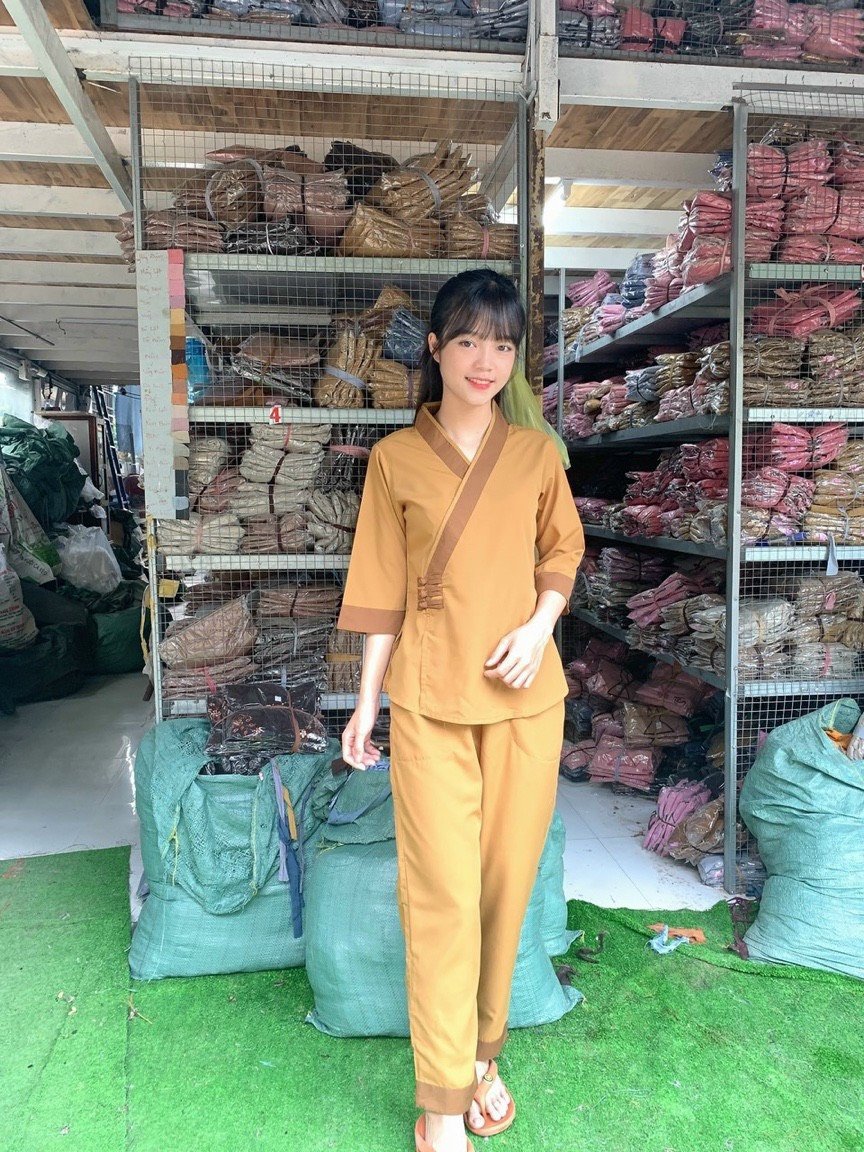 Đồ Lam Nữ Đi Chùa mẫu 3 nút