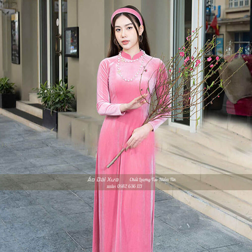 Áo dài truyền thống nữ nhung hl17