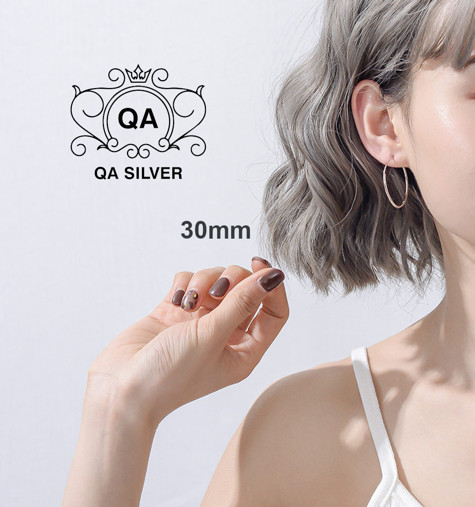 Khuyên tai bạc 925 tròn bản to bông nữ big size chốt lẫy S925 HOOP QA SILVER Earrings EA170401