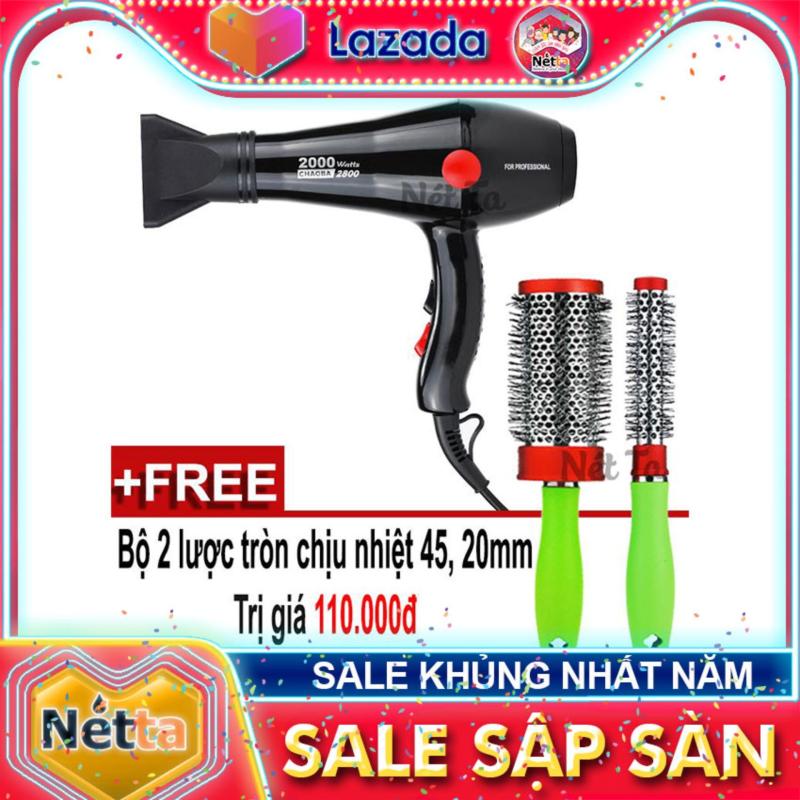 Máy sấy tóc 2 chiều ChaoBa 2800 2000W tặng bộ lược tròn chuyên dùng cho tóc xoăn 45 và 20mm