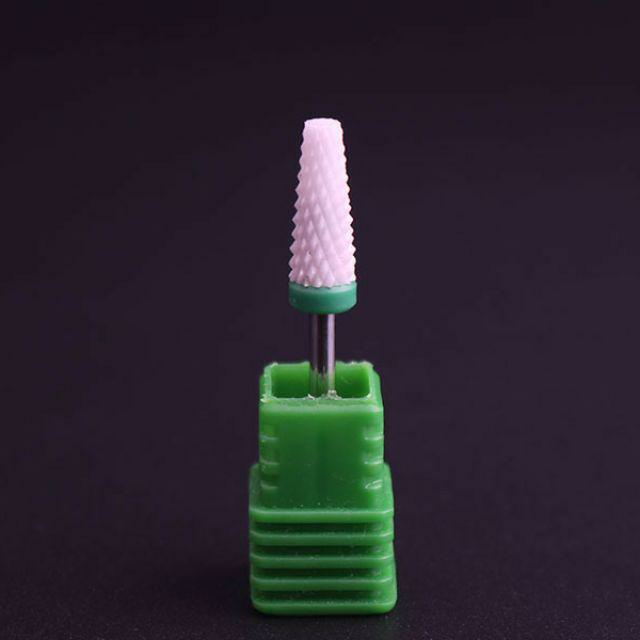Đầu mài sứ dạng trụ vát.Giúp phá bột , phá đắp gel phá sơn