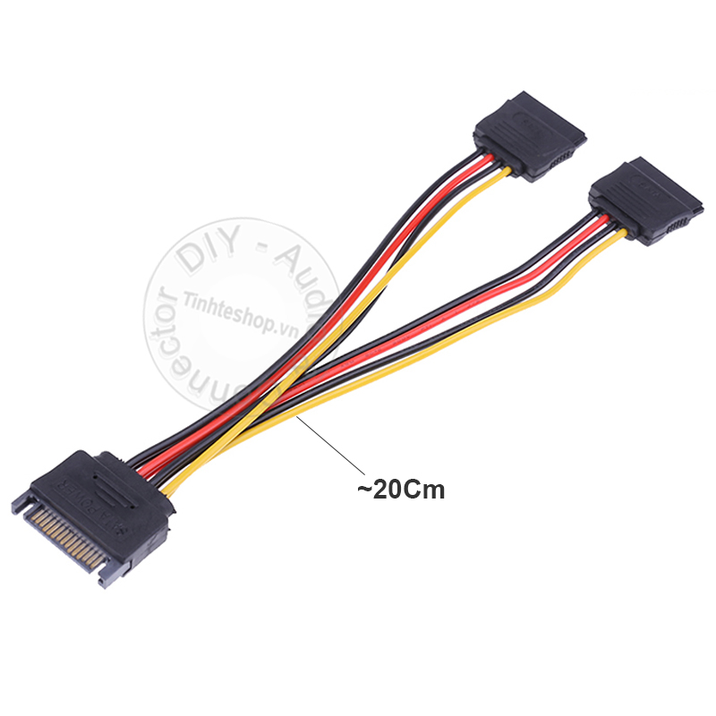 Dây cáp chia nguồn SATA 1 ra 2 20Cm - Chia từ nguồn SATA 1 thành 2 dùng cho 2 ổ cứng hoặc ổ CD