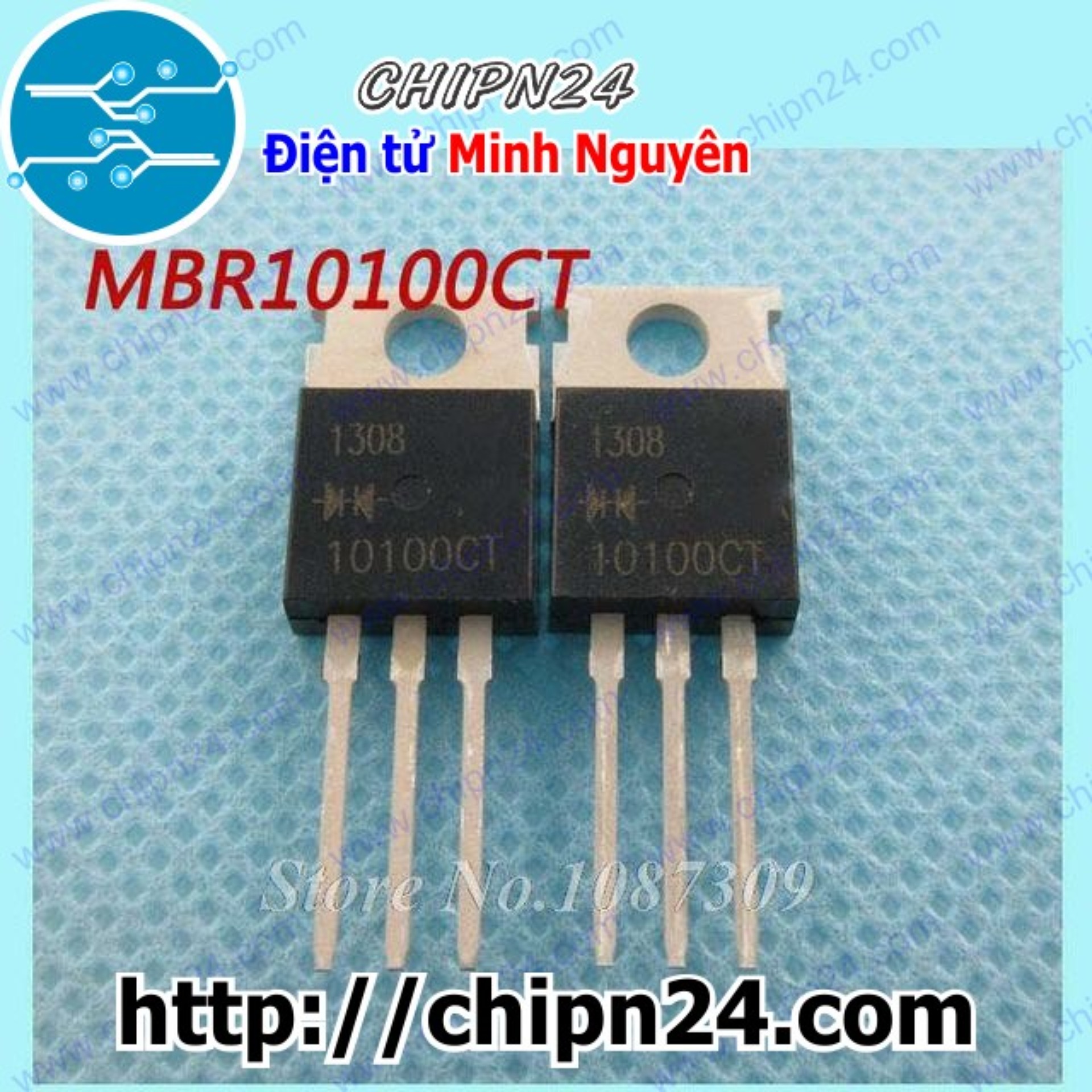 [2 con] (DIP) Diode MBR10100CT TO-220 10A 100V (MBR10100 MBR 10100) [Diode Schottky]