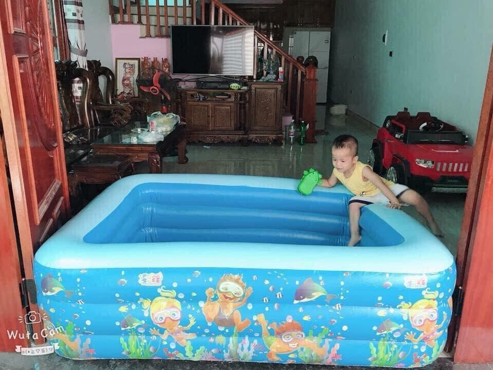 Bể bơi phao 3 tầng cho bé (kt 180 x 140 x 60 cm, kèm 2 miếng vá và 1 lọ keo)