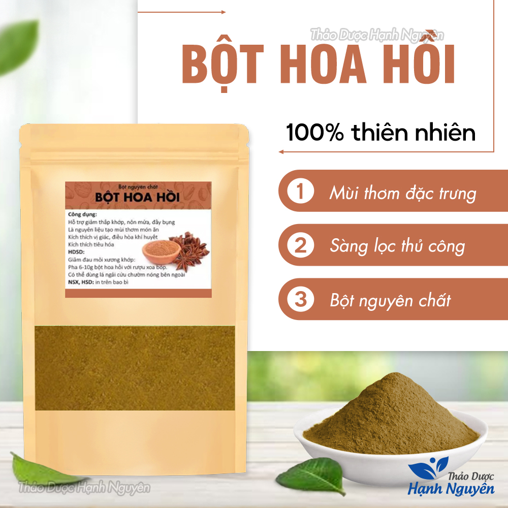 Bột hoa hồi 100g, bột đại hồi, nguyên chất, thơm, mịn, gia vị nấu ăn, làm bánh, ướp thịt, đồ nướng