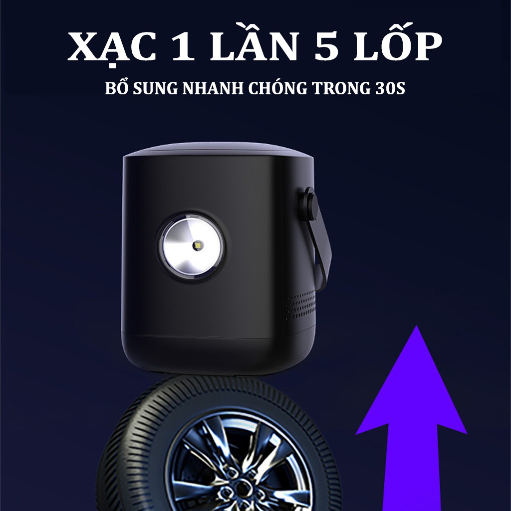 Bơm lốp xe máy, ô tô không dây dùng pin sạc qua cổng USB, đồng hồ cơ hoặc điện tử tự ngắt.
