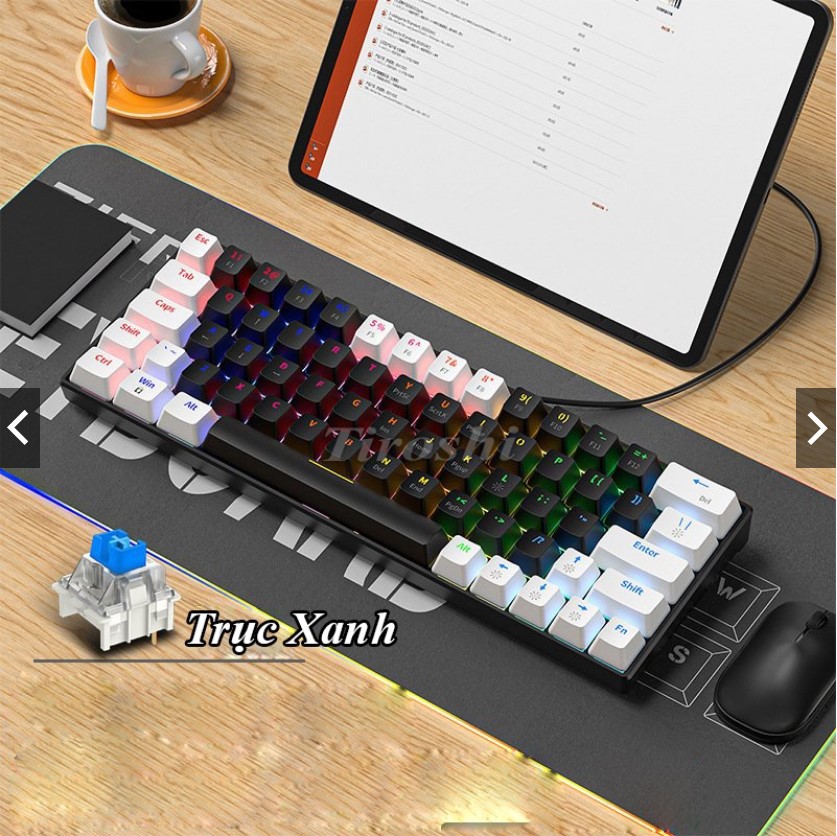 Bàn phím cơ KA6406 led RGB nhiều chế độ, red/blue switch nhỏ gọn tiện dụng sử dụng nhiều thiết bị