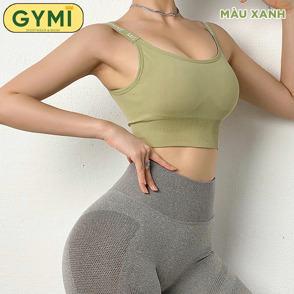 Áo bra tập gym yoga nữ khoá cài sau GYMI AL16 dáng 2 dây khoe lưng gợi cảm thể thao chất dệt co giãn nâng ngực chống sống khi chơi thể thao