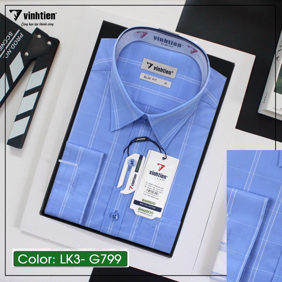 Áo Sơ Mi Dài Tay Bamboo Dáng Slimfit Vĩnh Tiến G551
