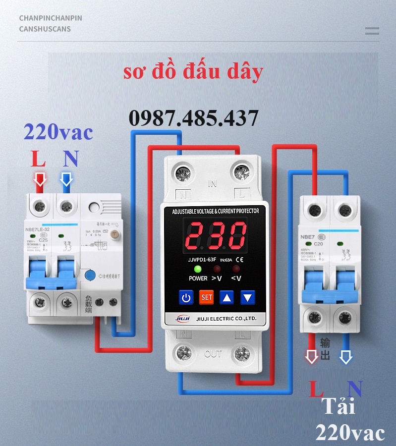 Bảo vệ mất pha trung tính 1 PHA 220V