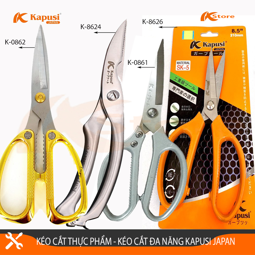Kéo cắt gà cao cấp kapusi japan - kéo cắt thức ăn nhật bản - siêu sắc - siêu khỏe - siêu bền