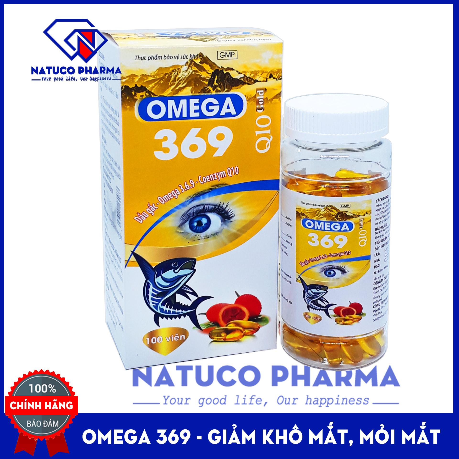 Viên uống dầu cá, dầu gấc Omega 369 đỏ 100 viên - Dầu cá, dầu hạt lanh dầu anh thảo giúp bổ não, sáng mắt, khỏe mạnh tim mạch, tăng cường trí nhớ