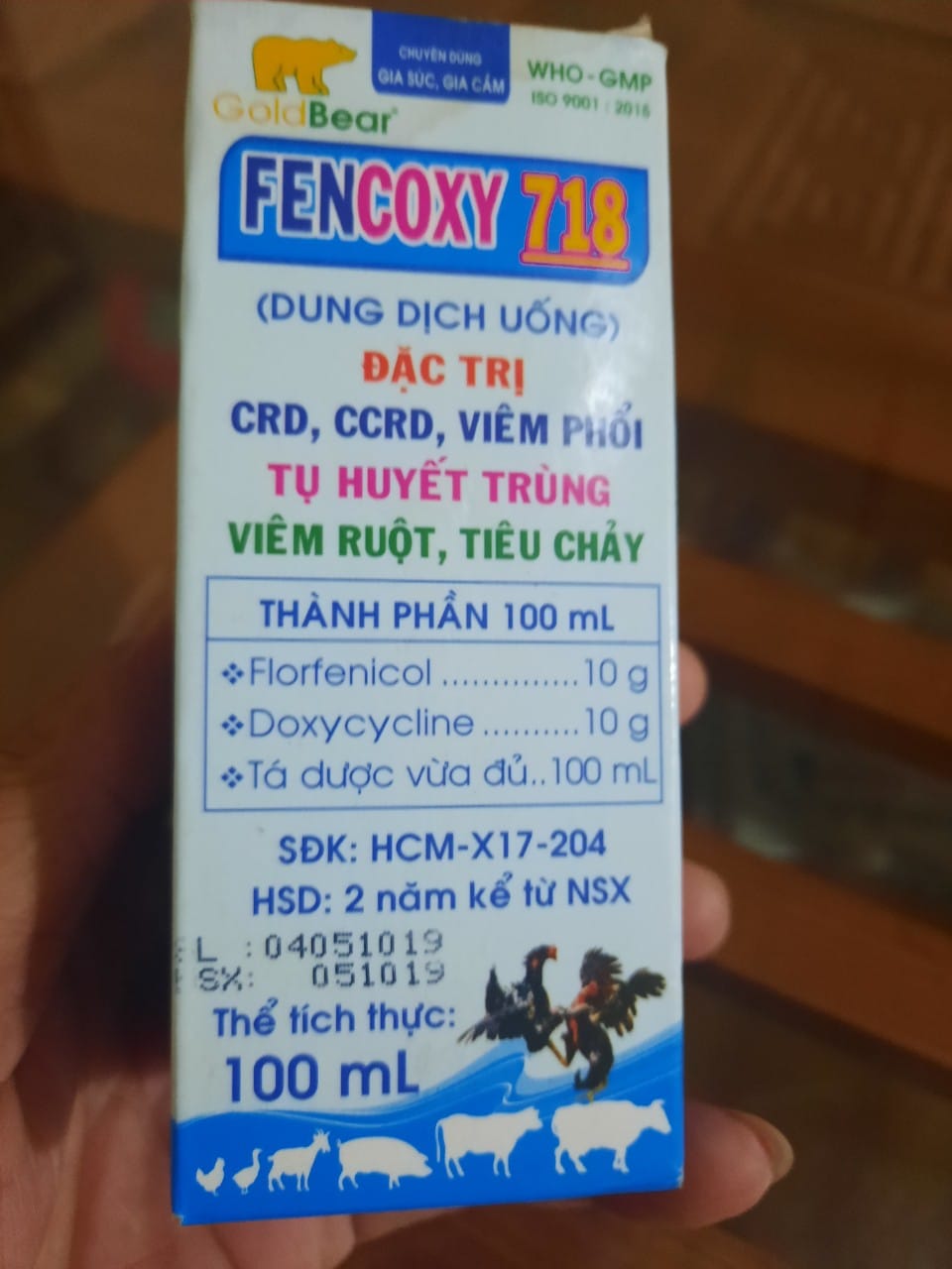 Fencoxy 718 gà đá viêm phổi, tụ huyết trùng, viêm ruột, tiêu chảy, crd, ccrd