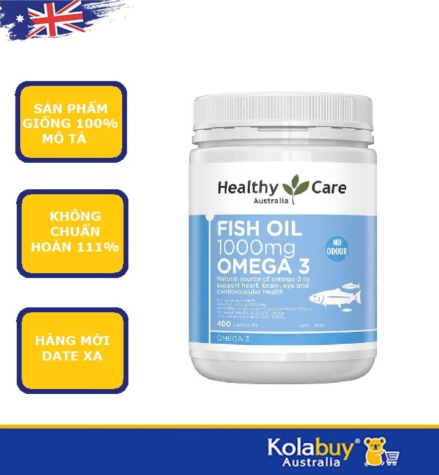 Viên uống Healthy Care Fish Oil 1000mg Omega 3 400 viên bổ sung dầu cá của