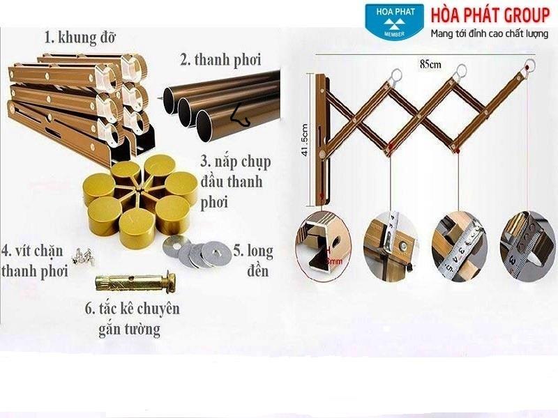 Giàn Phơi Thông Minh Gắn Tường K02 Champagne