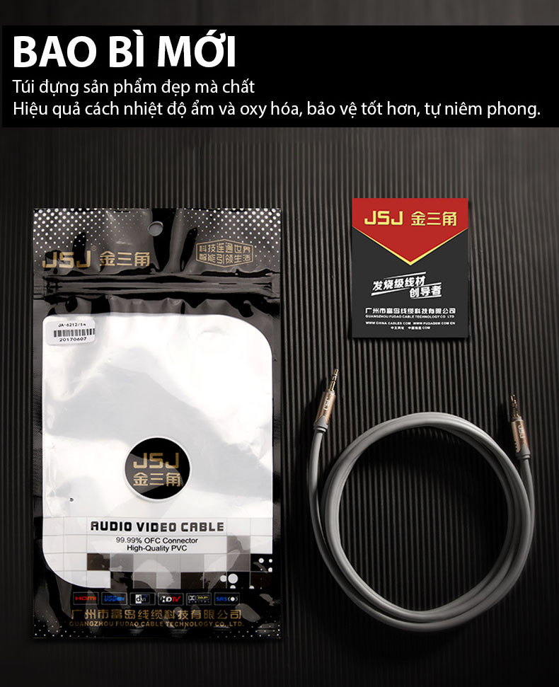 Dây tín hiệu 2 đầu 3 ly (3.5mm) JSJ 6212 dài 1.8m