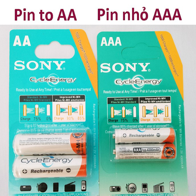 Vỹ 2 pin sạc Sony 2A/ 3A - 4600mah
