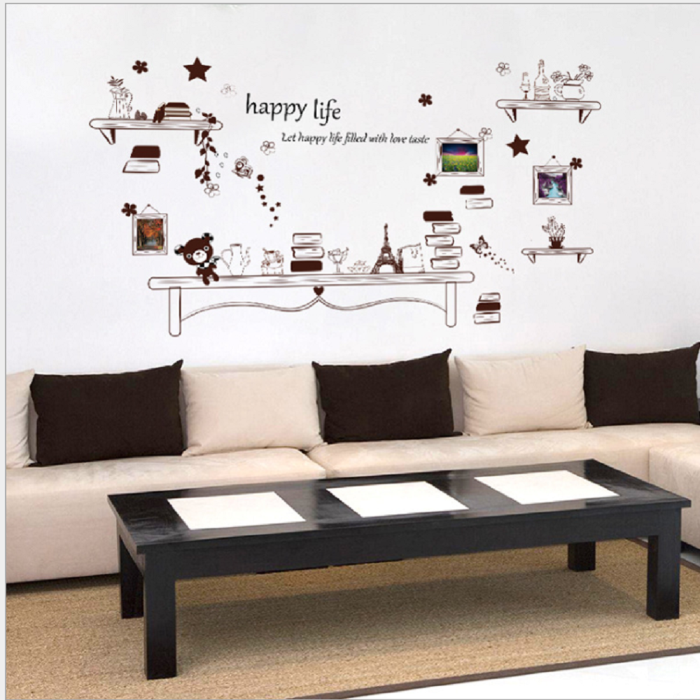 [HCM]Decal giấy dán tường Happy life WD20