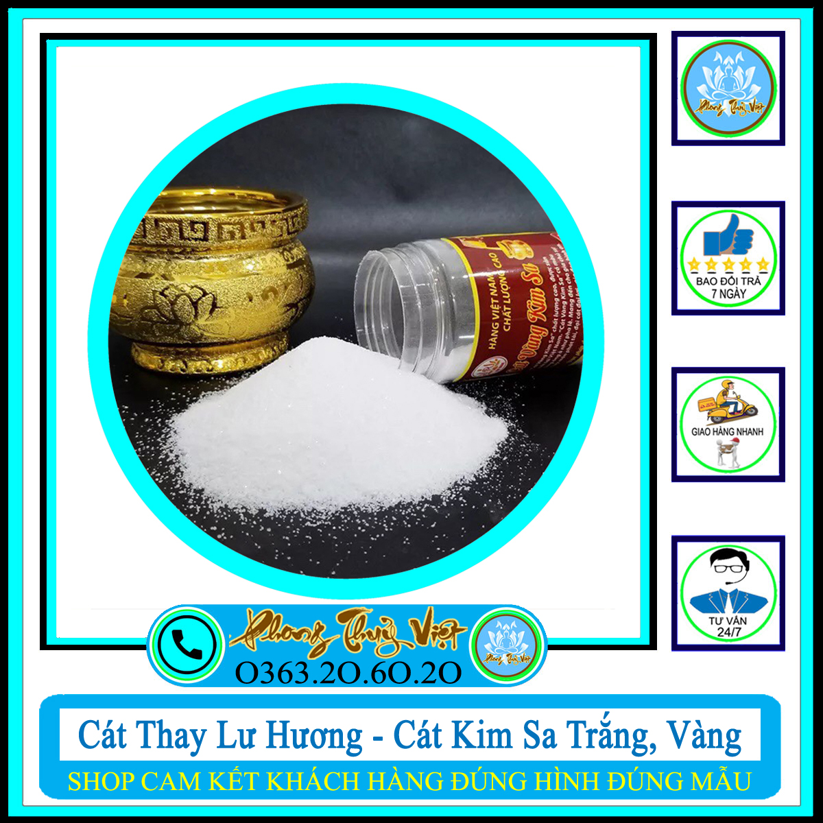 Cát thay lư hương, cát kim sa trắng, vàng