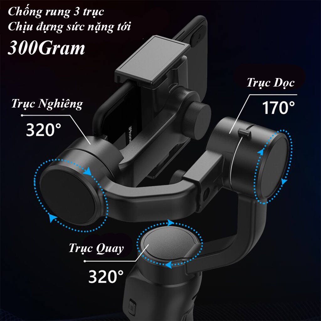 Gimball chống rung, Tay cầm quay phim điện thoại F8, Cây quay video, vlog, tik tok chuyên nghiệp, Pin trâu 2200 Mah sử dụng đến 10h giá rẻ hơn gimbal zhiyn smooth 4, dji osmo action 3, dji osmo 5, S5B, smart X pro.